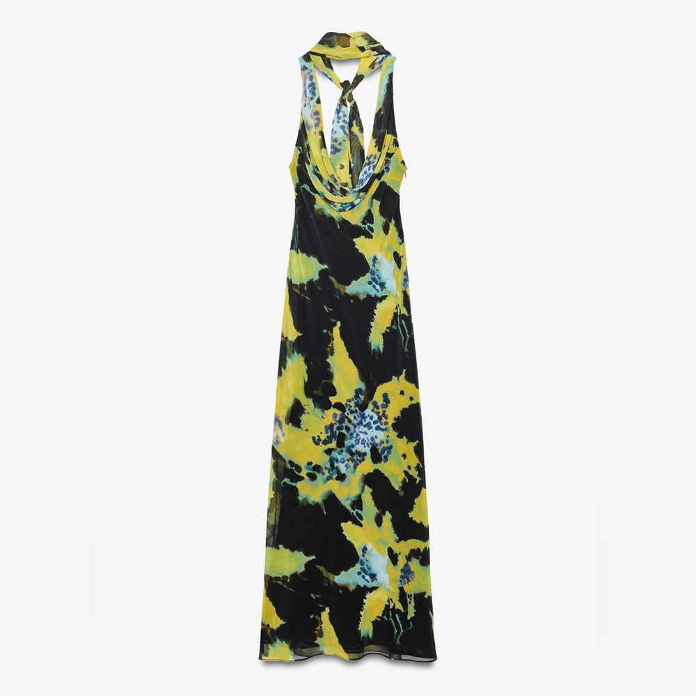 ZARA FOULARD PRINT LONG DRESS SIZE XS - Picture 10 of 12
